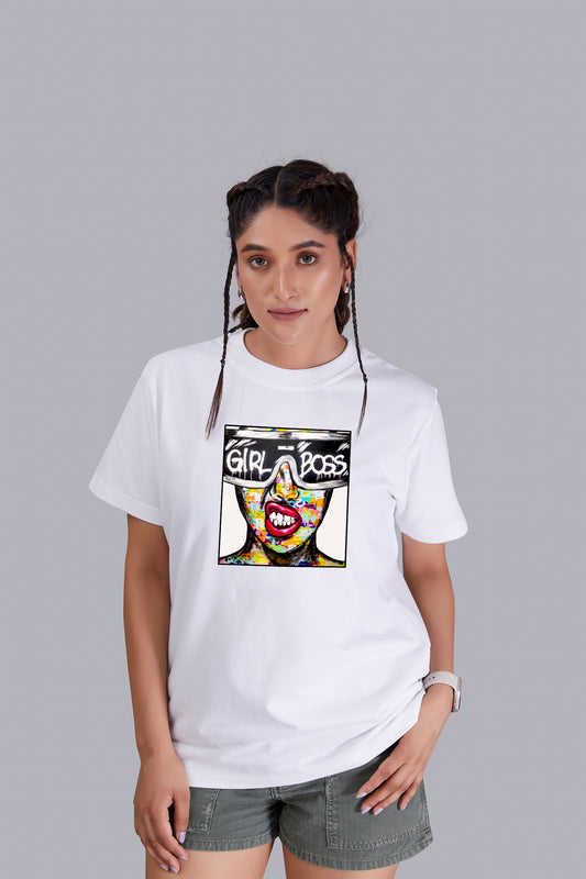 Girl Boss Round Neck Women (White)