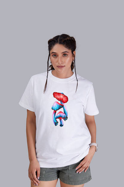 Magic Mushroom Round Neck Women (White)