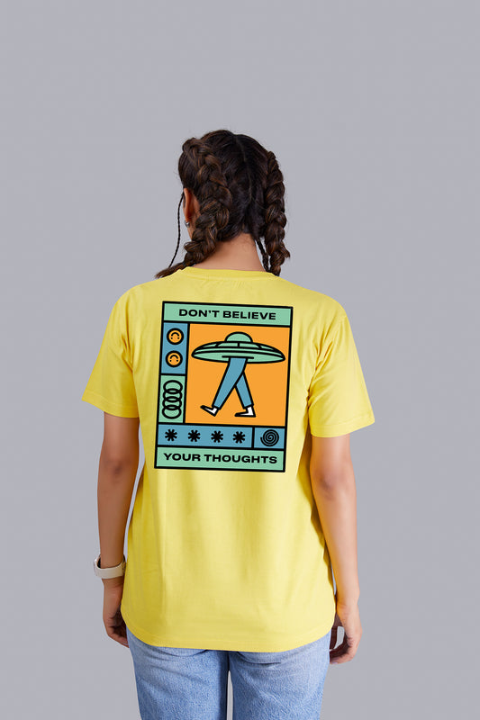 Walking Spaceship Round Neck Women (Yellow)