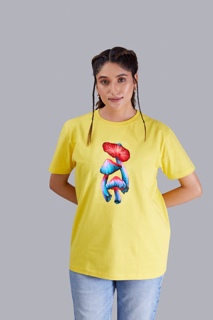 Magic Mushroom Round Neck Women (Yellow)