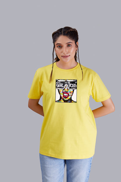 Girl Boss Round Neck Women (Yellow)