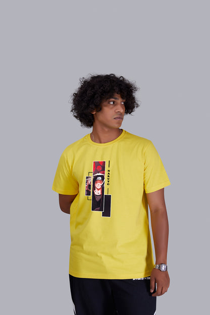 Yellow Dude's Portrait printed round T -Shirt