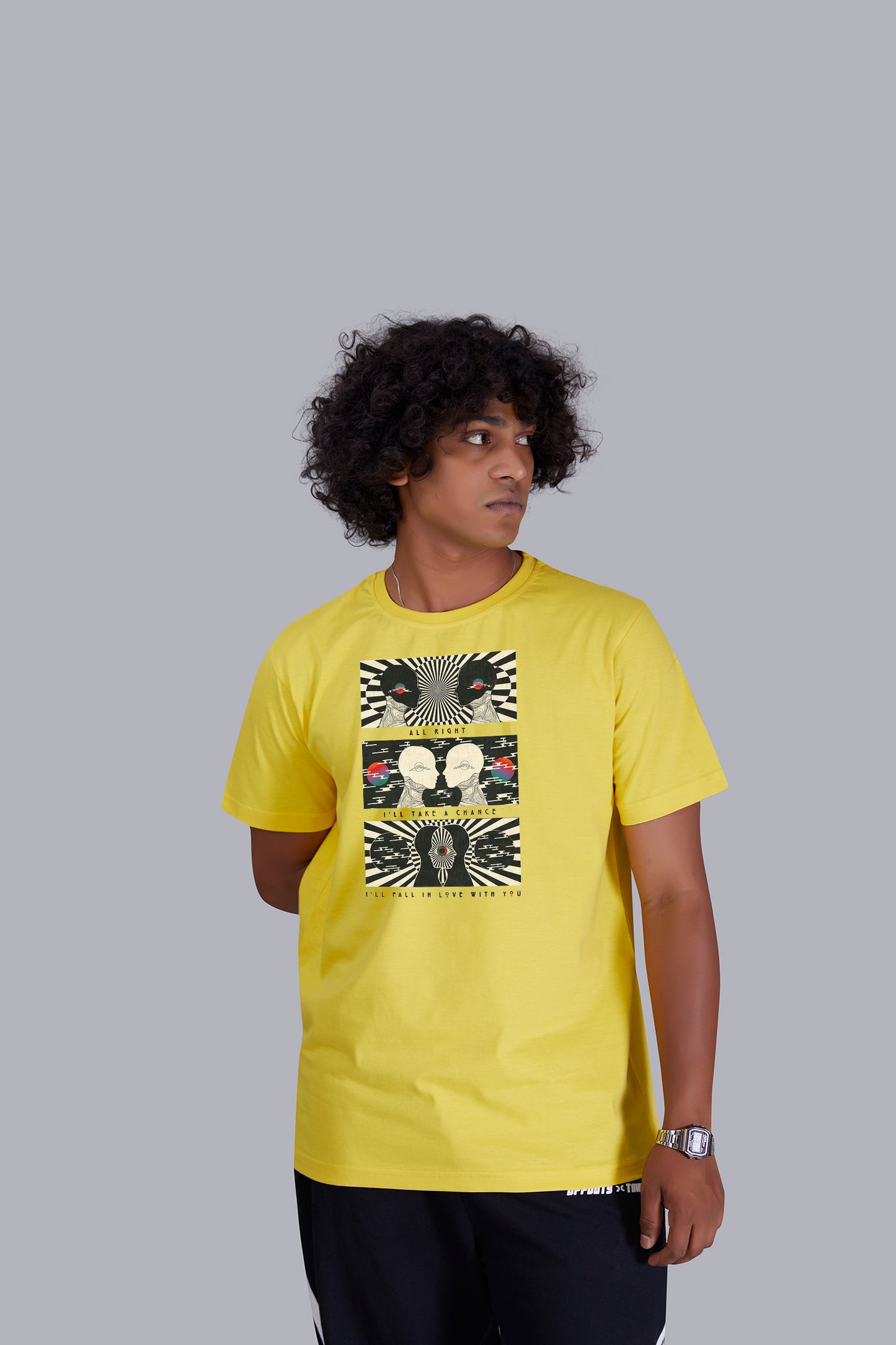 Yellow Monochrome Chic Round T -Shirt