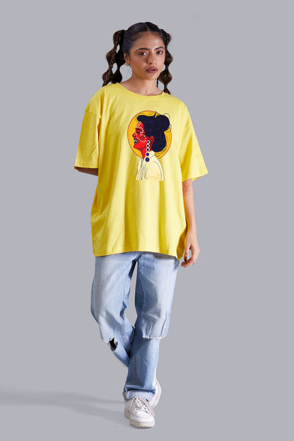 Live And Laugh Tribal Life Oversize Women (Yellow)