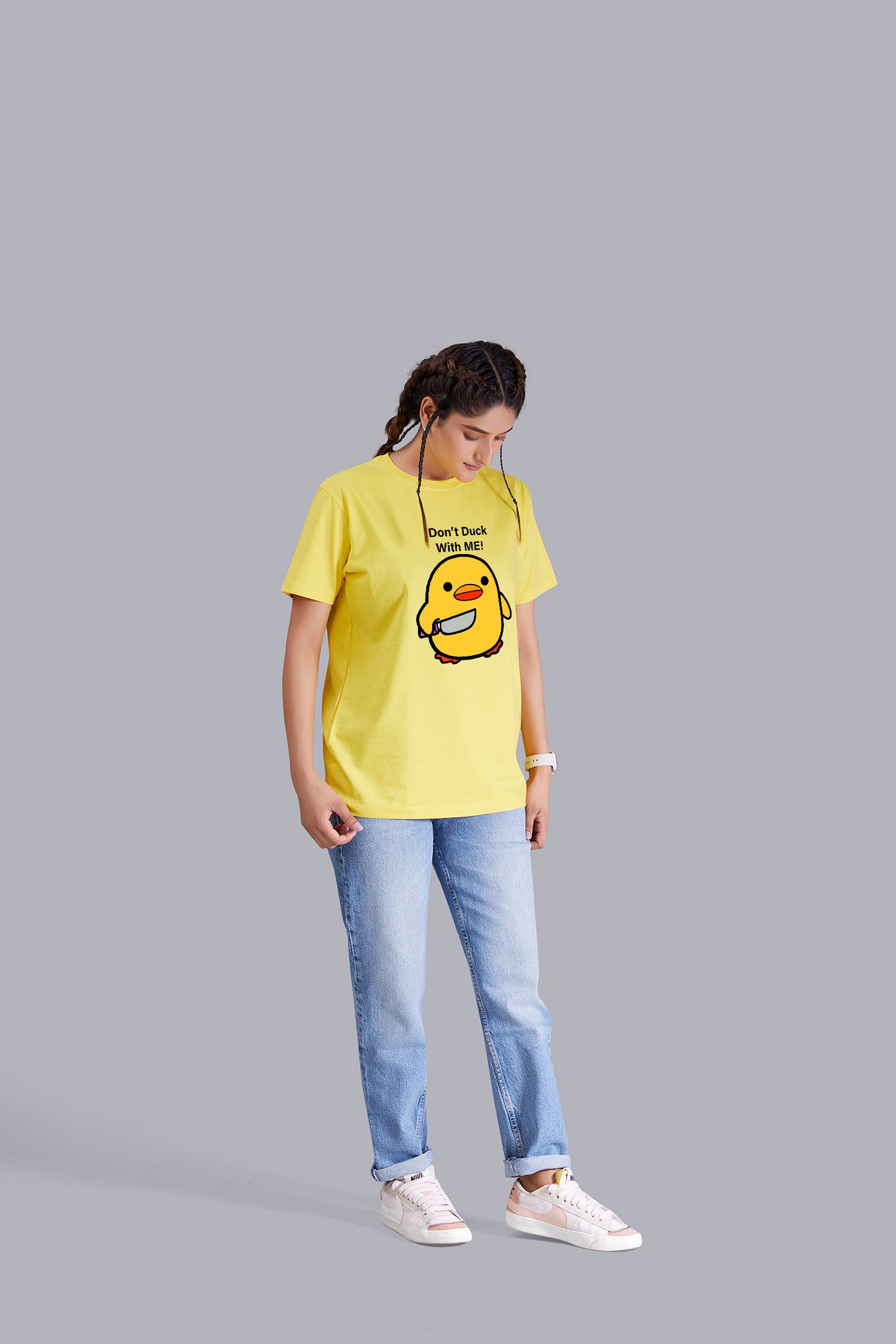 Don't Duck with me  Round Neck Women (Yellow)