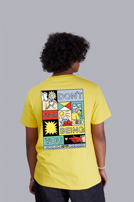 Creative Yellow Round T-shirt For Men