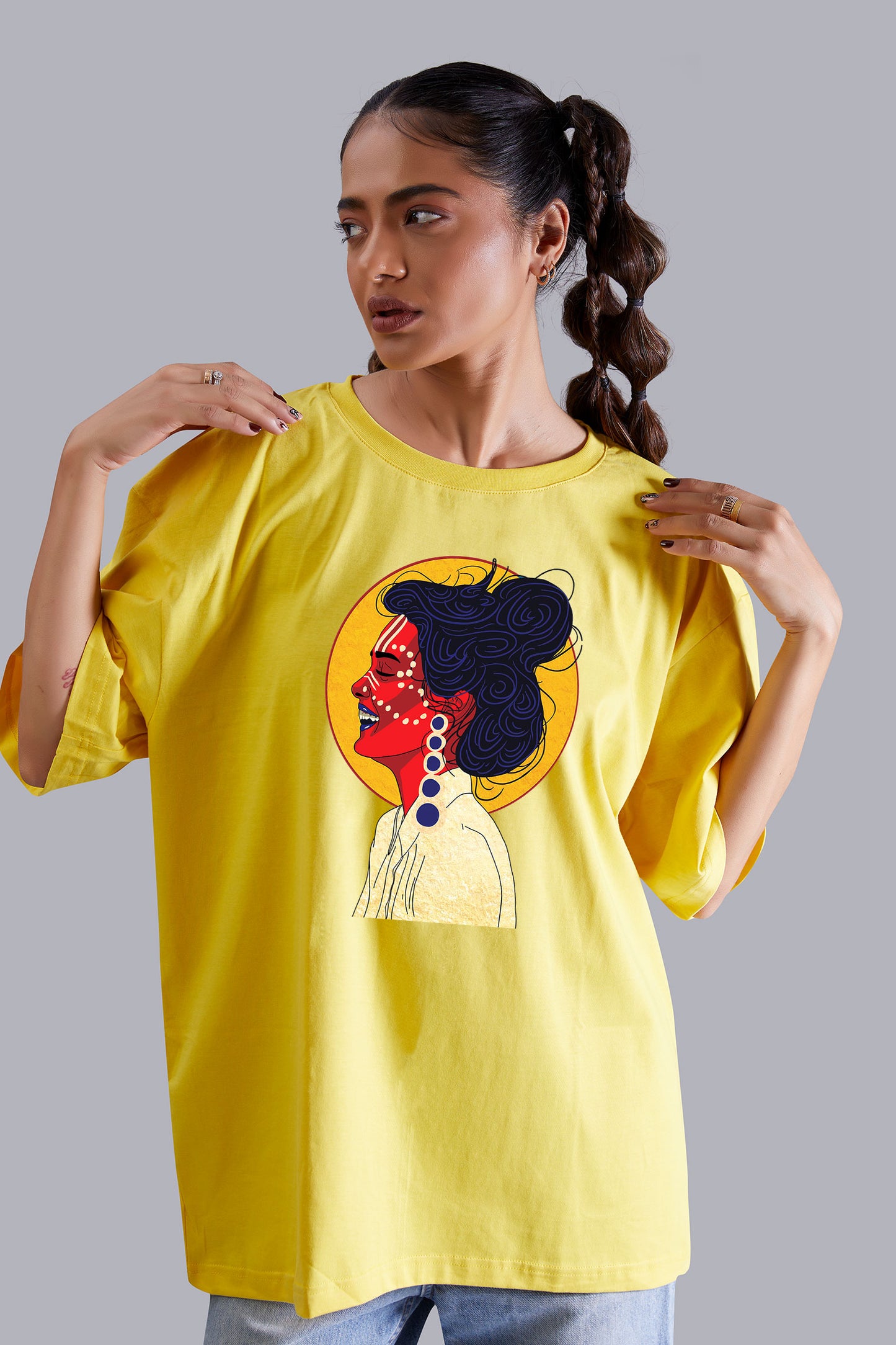 Live And Laugh Tribal Life Oversize Women (Yellow)