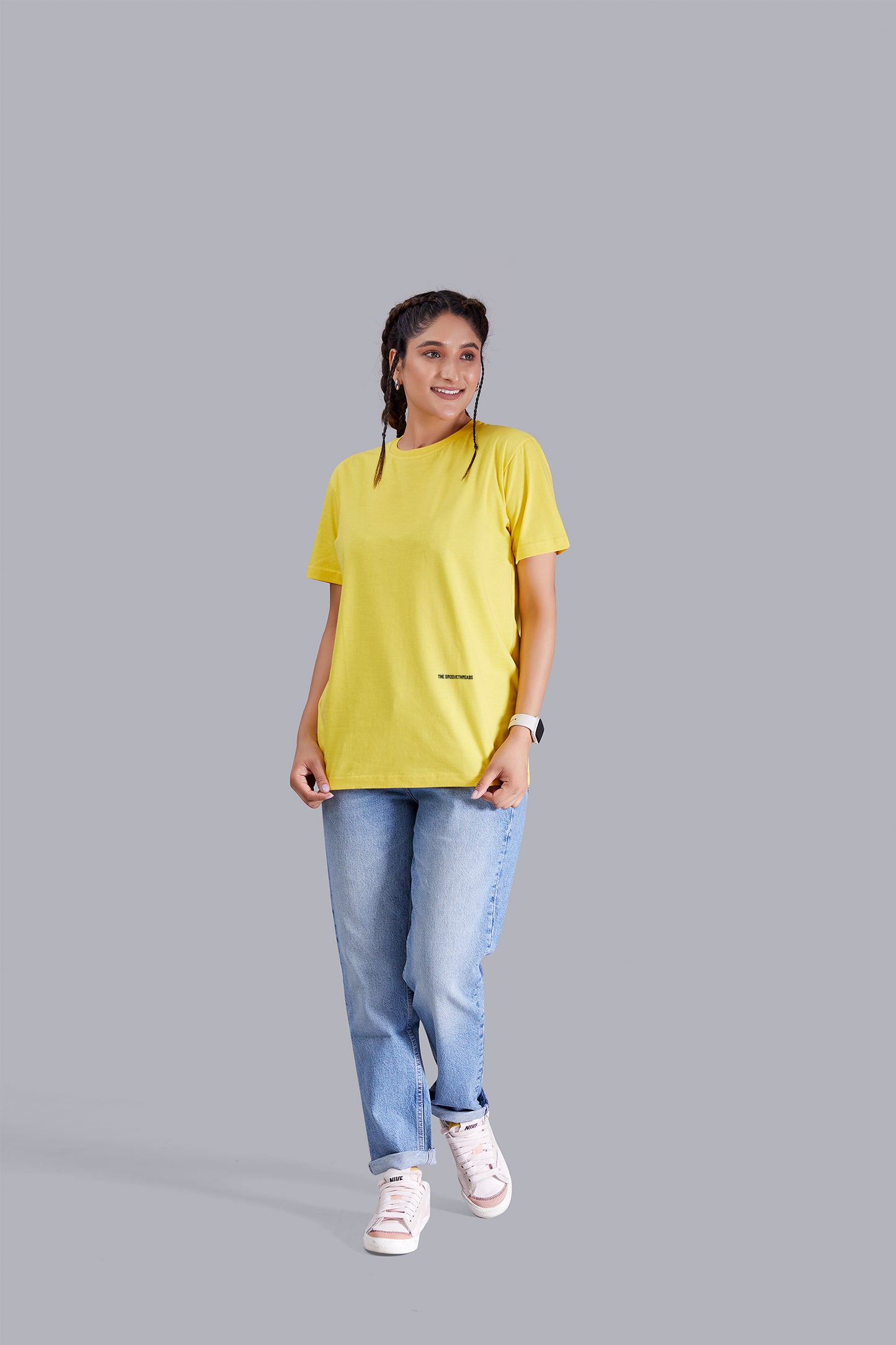 Walking Spaceship Round Neck Women (Yellow)